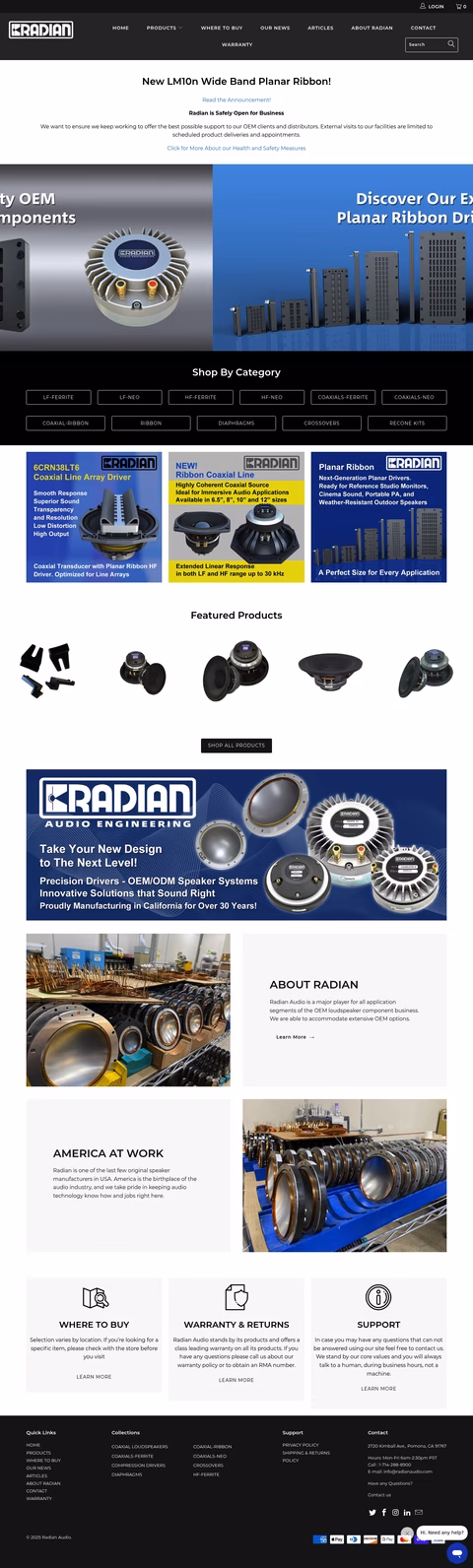 Radian-Audio-Engineering Homepage 1440px