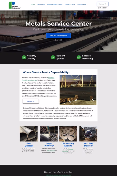 Reliance-Metalcenter Homepage 1440px