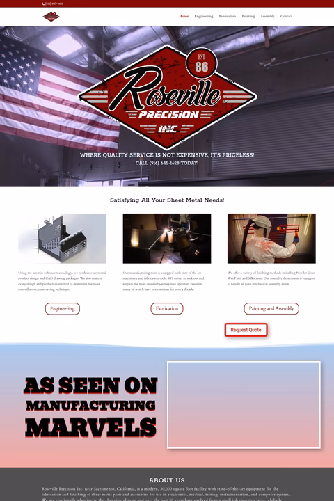 Roseville-Precision-Inc Homepage 1440px
