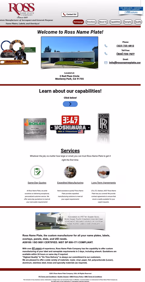 Ross-Nameplate-Company Homepage 1440px
